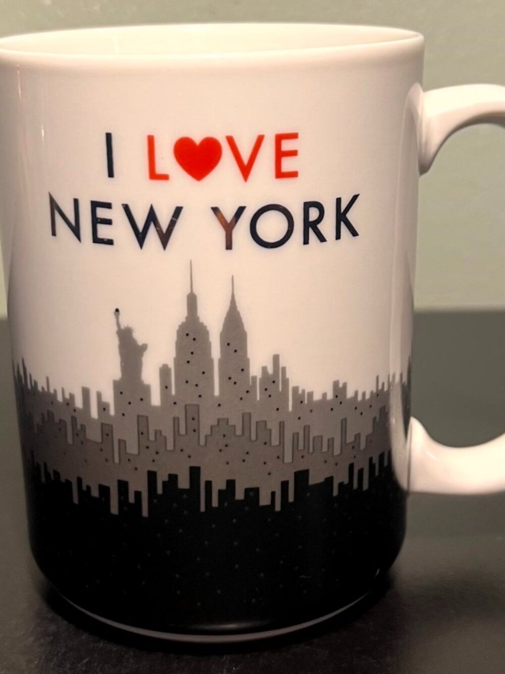 Design Design I Love New York Skyline Coffee Mug Gold Foil Font 15 oz Cup